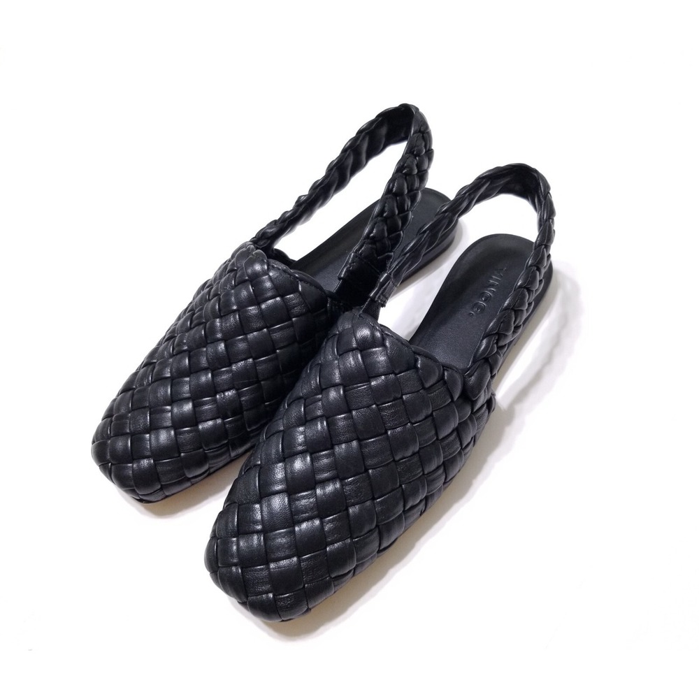 NIB Vince Cadot Woven Leather Slingback‎ Flat - Classic Black 🖤Size 9 $325